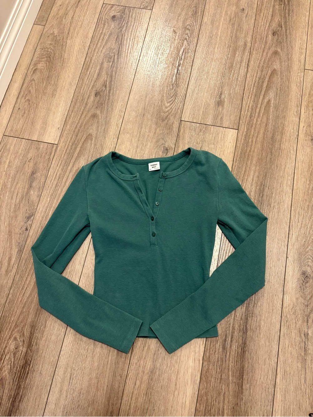 Sunday Best Teal Long-Sleeve Henley Top
